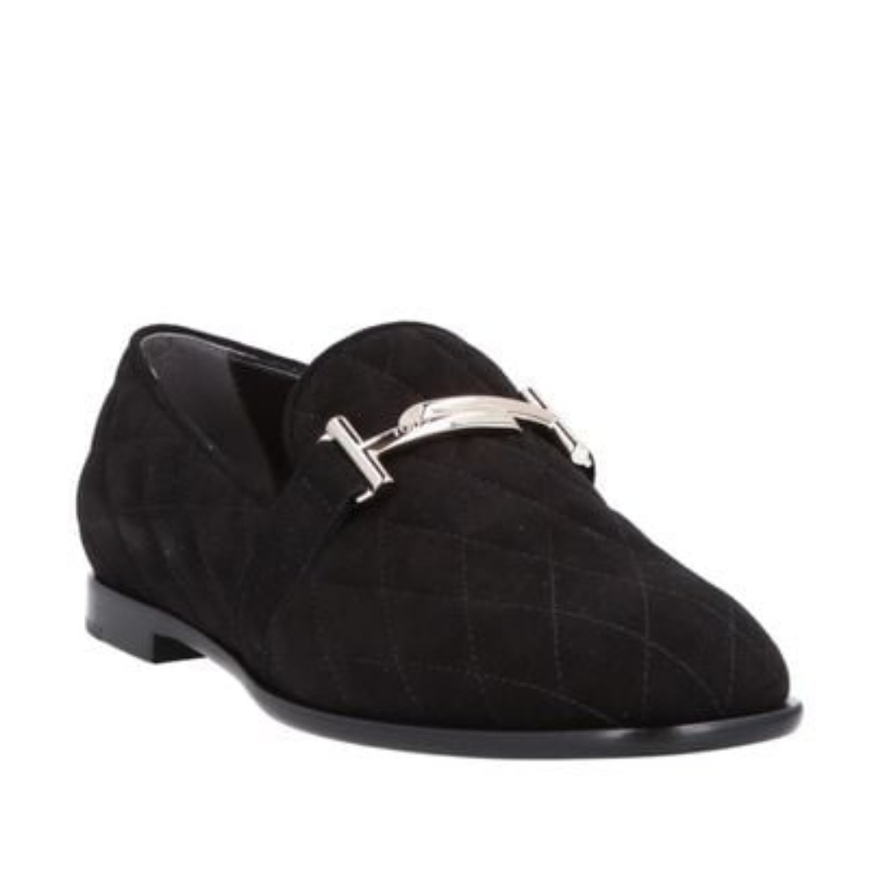 Tod's Velvet Suede Quilted Double T Loafers